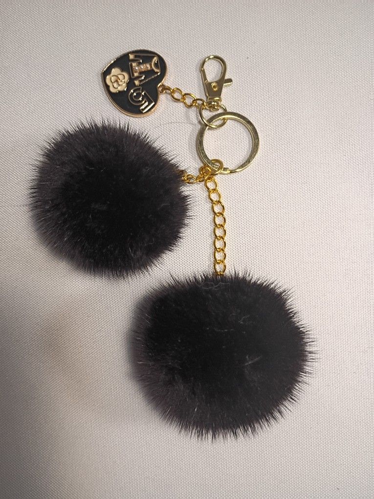 Genuine Mink Pompom Key Chain 
