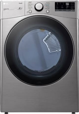 LG - 7.4 Cu. Ft. Stackable Smart Gas Dryer with Built-In Intelligence - Graphite steel W/ PEDESTAL