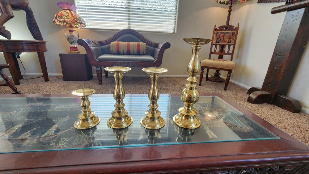 Vintag 4 Brass Candlesticks, Made In Indian 4 For $50