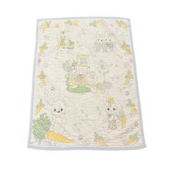 Precious Moments Home Sweet Home Bunny Rabbits Baby Blanket AS IS (READ)