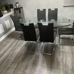 Modern Glass Table With 6 Chairs