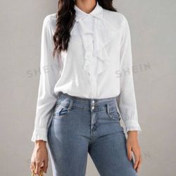 Large Ruffle Button Up Shirt Women’s 