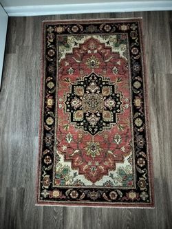Hand-Knotted Wool Rug 3' x 5' Vintage Indo-Persian Style Floral Medallion 63.5x36"