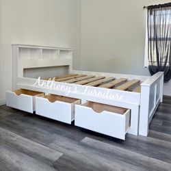 New Queen Bed With Drawers - No Mattress 