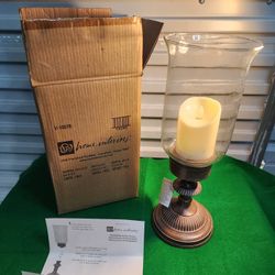 VINTAGE NEW Large Home Interiors METAL & Glass Mantle Candle Holder 16" Tall