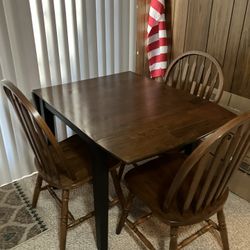 Cherry 3 Person Folding Leaf Edge With Three Chairs Like New