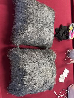 Gray Shaggy Plush Throw Pillow Pair – B. Harrington Home, New with Tags