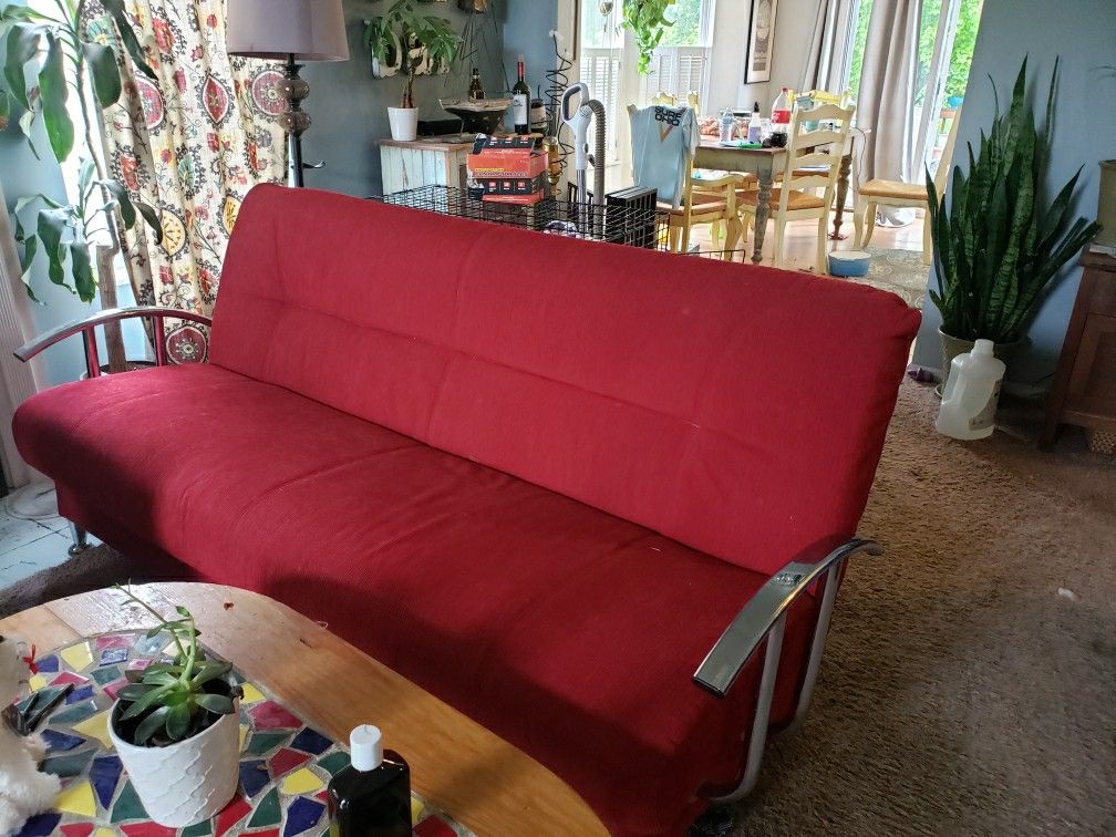 Red large couch/futon