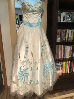 White and blue floral dress