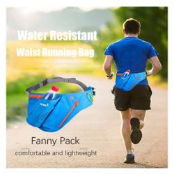 Running Waist Bag, Fanny Pack with Water Bottle Holder for Workout Traveling Running Casual Hands-Free Wallets Waist Pack Phone Bag - Blue