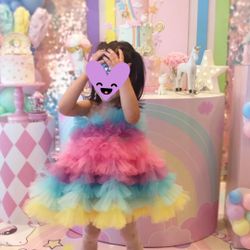 Rainbow unicorn tutu Dress 3 -4 Yo 