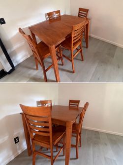 Solid Wood Counter Height Dining Table Set – Table + 4 Chairs