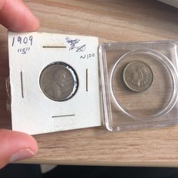 1909 “s” Penny + 1863 Indian Head Cent