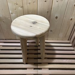 Handmade Cedar Wood Sauna Stool 11"x14.5" Solid Wood Rustic Spa Bath Seat