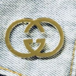 Gold YSL Pin Brooch 1.5”