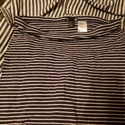 Navy Blue Stripped Mini Skirt 