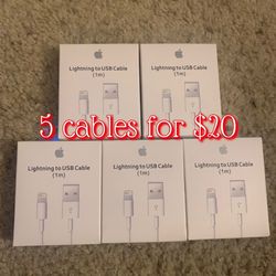 Apple Original Charger cables usb to lightning 5 for $20 