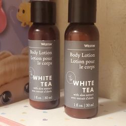 WESTIN Body Lotion 1 fl oz 30 ml x 2 = 2 oz 60 ml Travel size 

WESTIN Body Lotion WHITE TEA with aloe extract avec extrait d'aloès
1 fl oz. | 30 ml