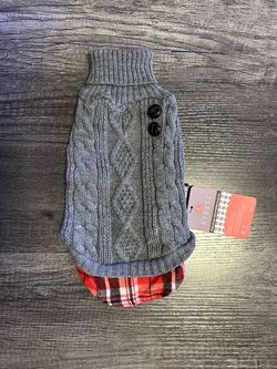 Kyeese Dog Cable Knit Sweater with Plaid Hem