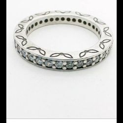 Pandora- Sterling Silver Cz Ornate Eternity Band Ring- Sz6