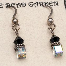 Bali Sterling Silver 925 Aurora Borealis Crystal Beaded Bead Dangle Earrings