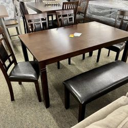 🐉New🐉$10 Down Payment Finance ▪️▪️Bennox Brown 6 Piece Dining Room Table Set🐉 Delivery Available 