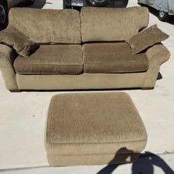 Brown Sofa And Ottoman 