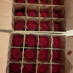 Red Candles In Glass Vases