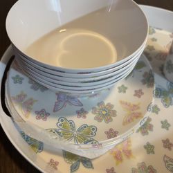 Melamine Dinnerware Set Butterfly Floral