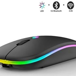 Color Changing USB And Bluetooth Wireless Mouse With Built In Rechargeable Battery For Microsoft Xbox Playstation Nintendo And Steam Gaming Systems