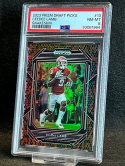 2023 Prizm Draft Picks 🔥 Ceedee Lamb 🔥 Snakeskin Prizm PSA 8 NM-MT 💎 - Dallas Cowboys