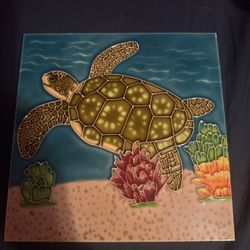 Sea Turtle Ceramic Art Tile 