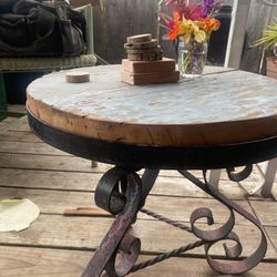 Plant Table Or Stand Redwood Wrought Iron