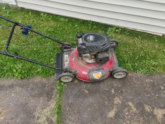 Red Gas-Powered Push Lawn Mower