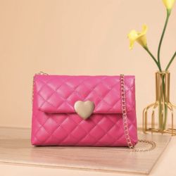 Mini Quilted Heart Detail Chain Flap Square Purse *NEW*