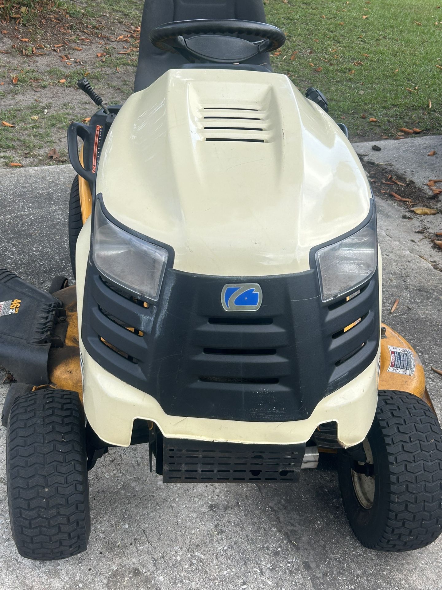 Like-new Cub Cadet LTX1046 Lawn Tractor with 46” mulching deck. The 20hp Kohler engine has only 400hours. The tractor saw light duty only in a .5 acre
