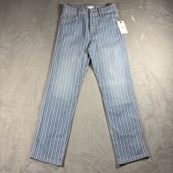 Mother The Triple Tomcat Stripe Ankle Women’s 26 Pinstripes Button Fly Jeans NWT
