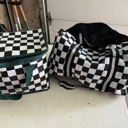 Checkered Bags Cooler And Overnight Bag Duffel Like New 