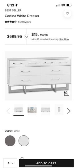 Beautiful White Modern Dresser / Entry Cabinet