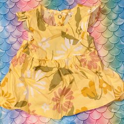 6-9 MONTHS💛🌻✨BABYGIRL CARTERS YELLOW FLORAL💛💐 SHORT SLEEVE RUFFLED DRESS🟡👗🌼✨