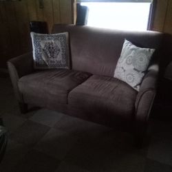 Brown Suede Loveseat