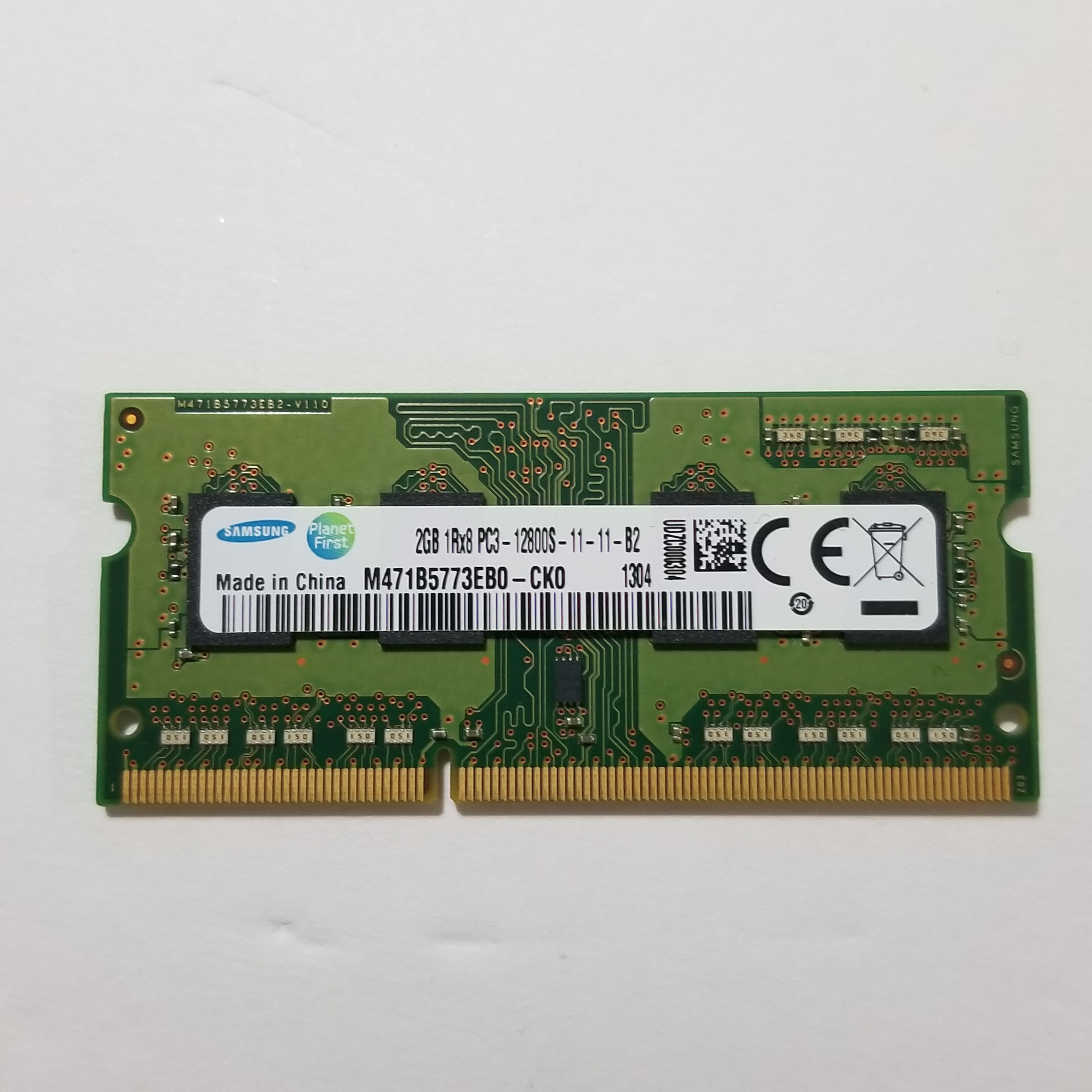 Samsung M471B5773EB0-CK0 - 2GB (1x2GB) 1600Mhz PC3-12800S DDR3-1600 Laptop Memory