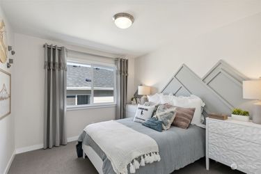 Queen bed frame and mattress with cushions