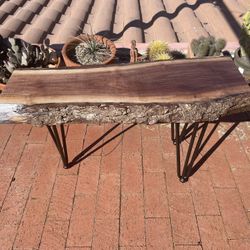 Handmade Rustic reclaimed black walnut coffee table or accent table