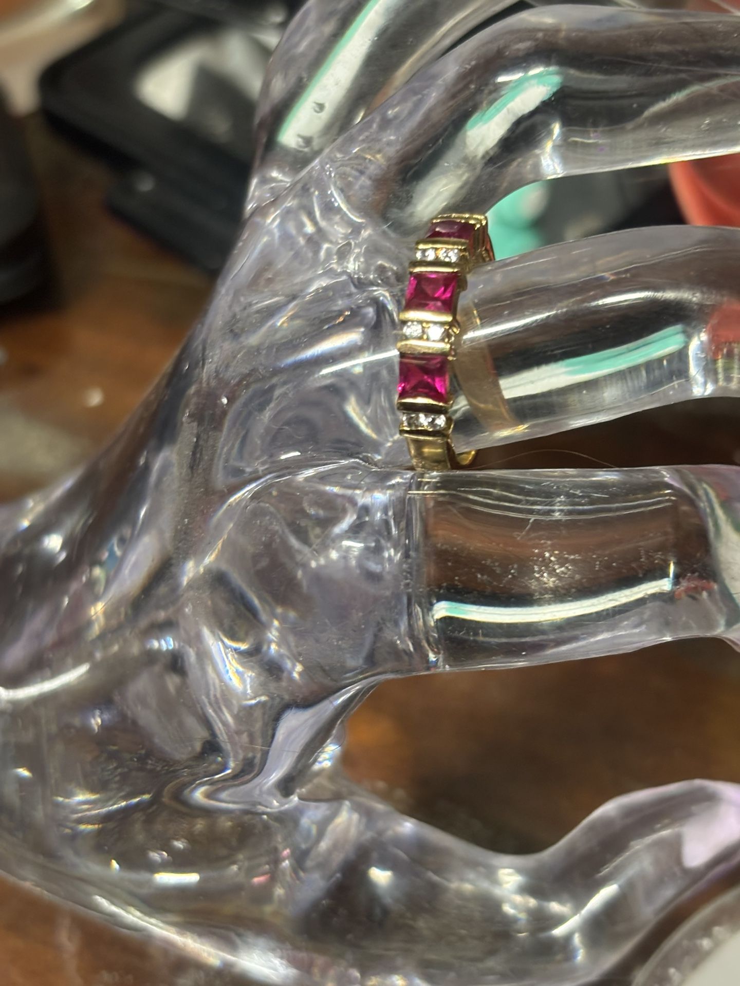 Golf W/ Deep Pink And Clear Stone Ring