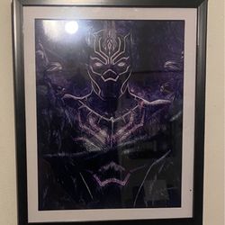 Black panther art piece on black frame