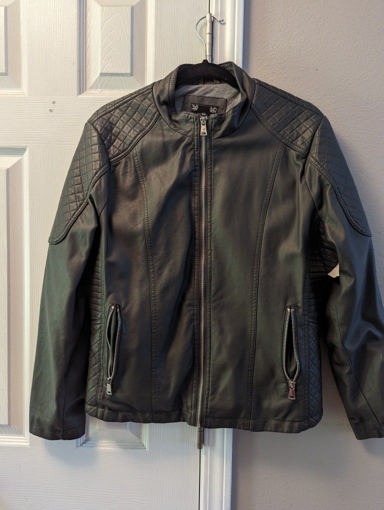Faux Leather Jacket, L