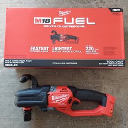 New Milwaukee FUEL Hole Hawg 1/2" Right Angle Drill With Quick-Lok M18 - Tool Only. 