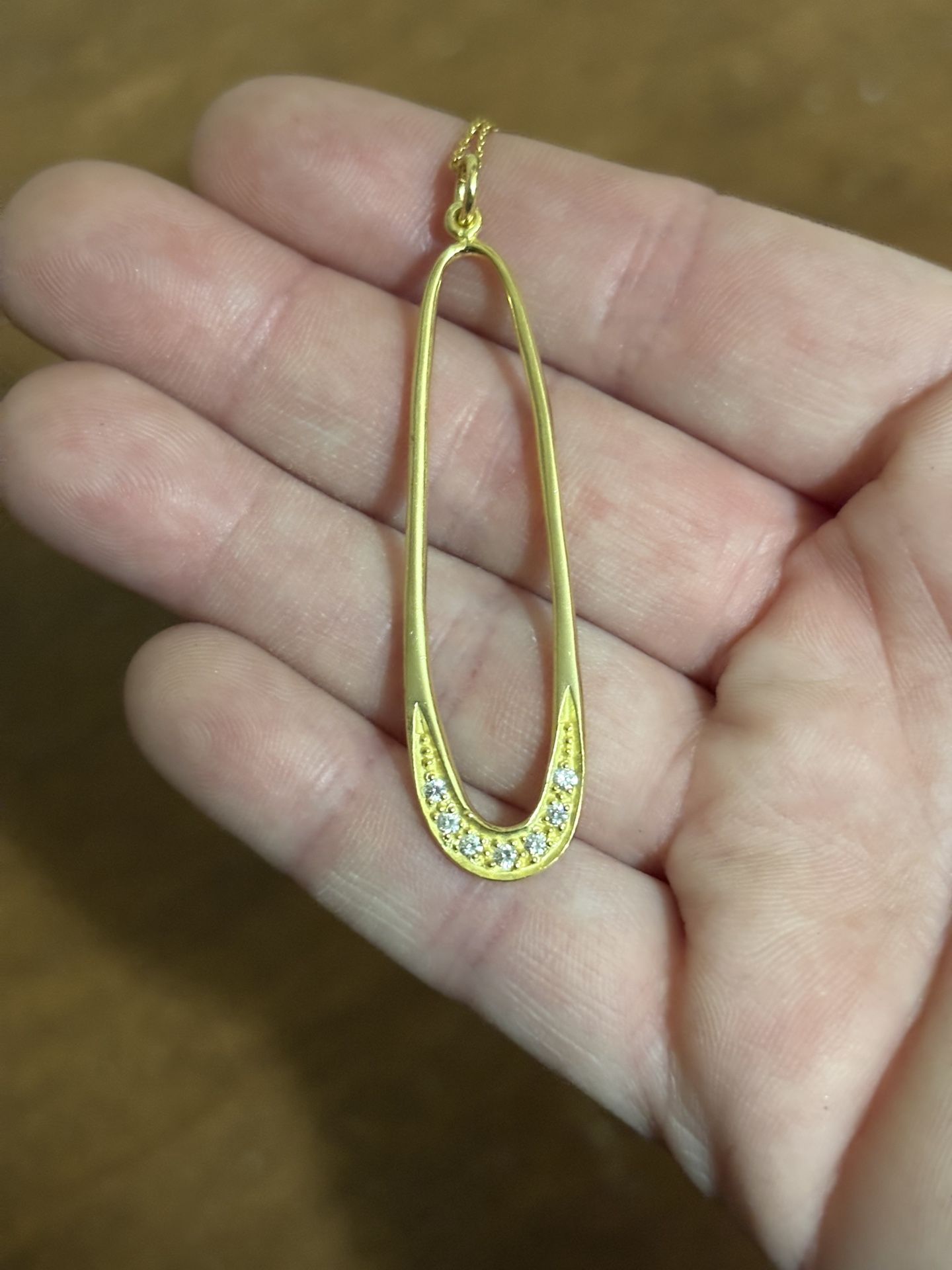 Argento Vivo Gold Oval Necklace with Sparkling Accents
