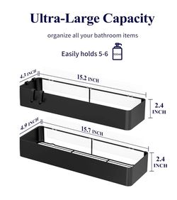 Kitsure Shower Caddy Adhesive Organizer Rustproof Metal Shelves Set of 2 - Black